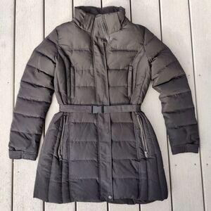 Zara Trafaluc Long Black Duck Down Quilted Puffer Coat Jacket Women's Small